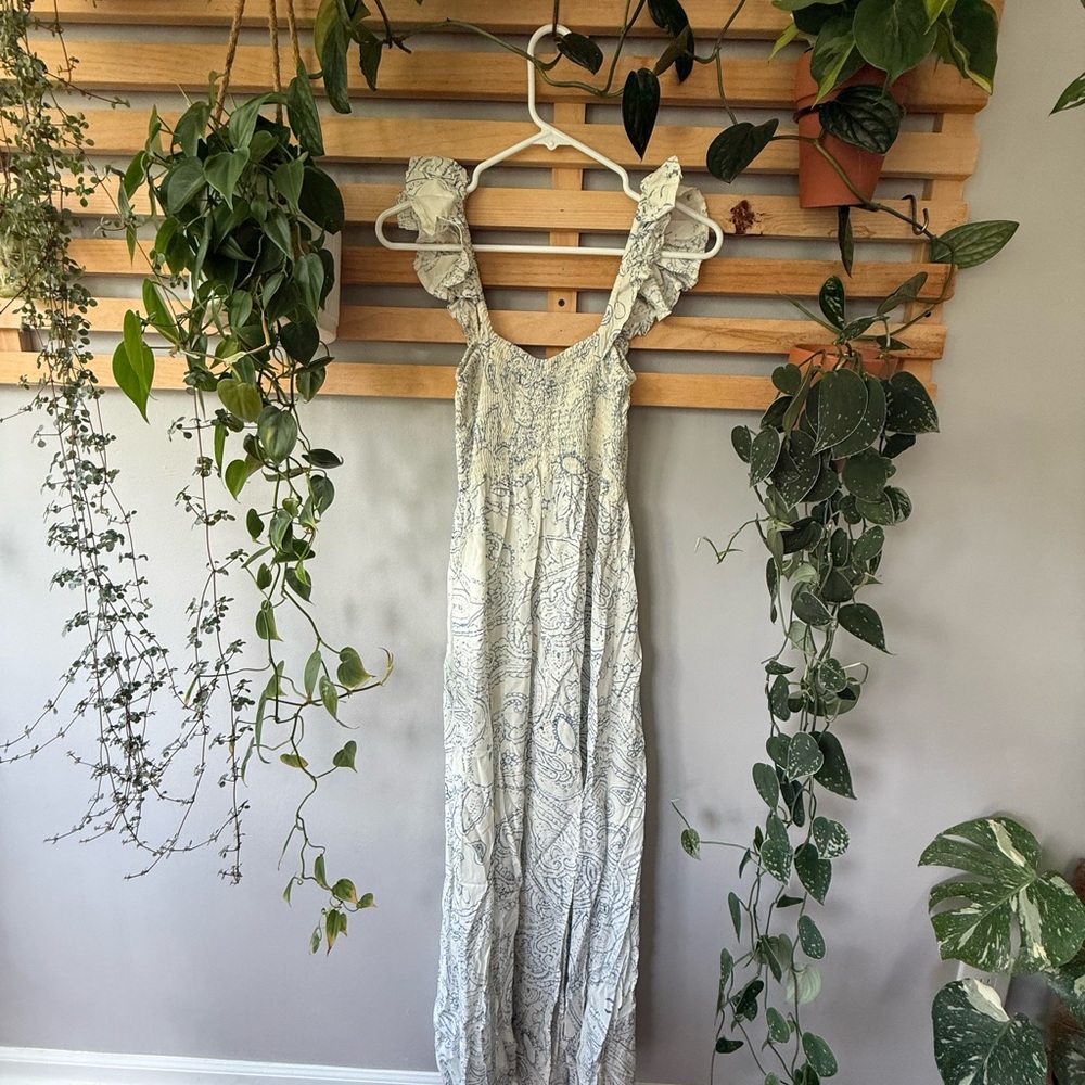 Raviya Cream and Blue Textured Dress